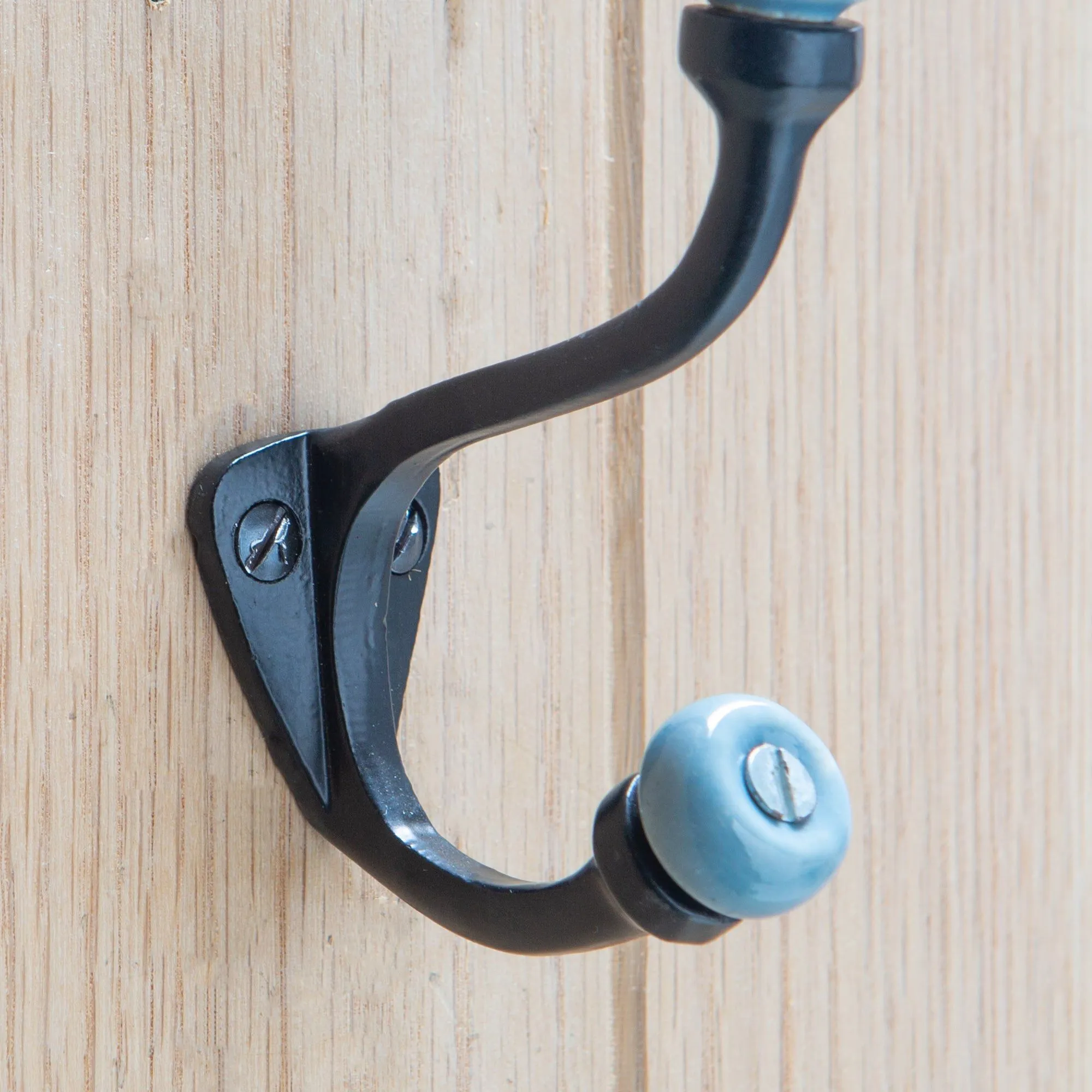 30mm x 105mm Grey Ceramic Ball Hat & Coat Hook - By Hammer & Tongs