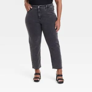 Ava & Viv Womens Plus High Rise Classic Fit Crop Slim Straight Jeans Midweight