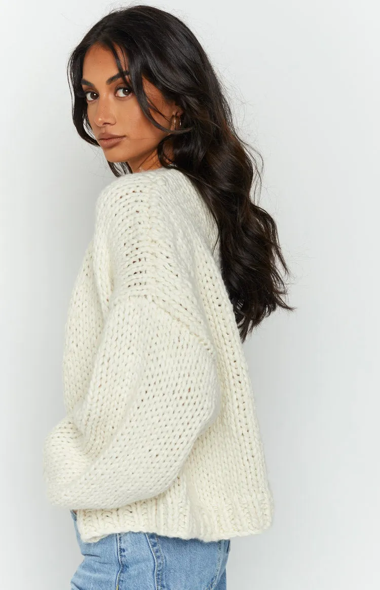 Bad Habits Cream Knit Cardigan