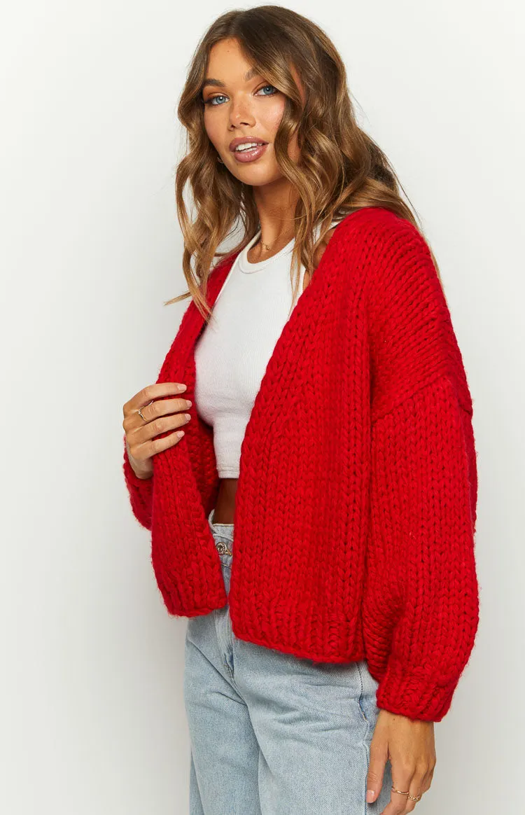 Bad Habits Red Knit Cardigan