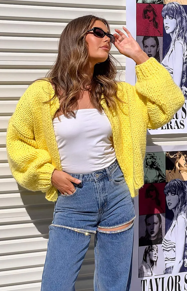 Bad Habits Yellow Knit Cardigan