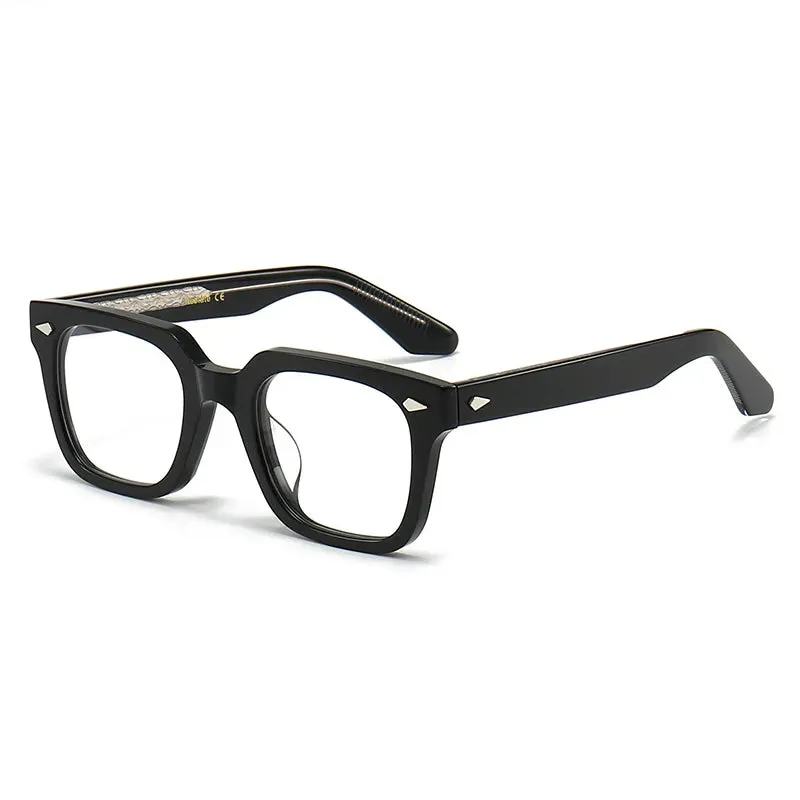 Black Mask Unisex Full Rim Square Acetate Handcrafted Eyeglasses 382348