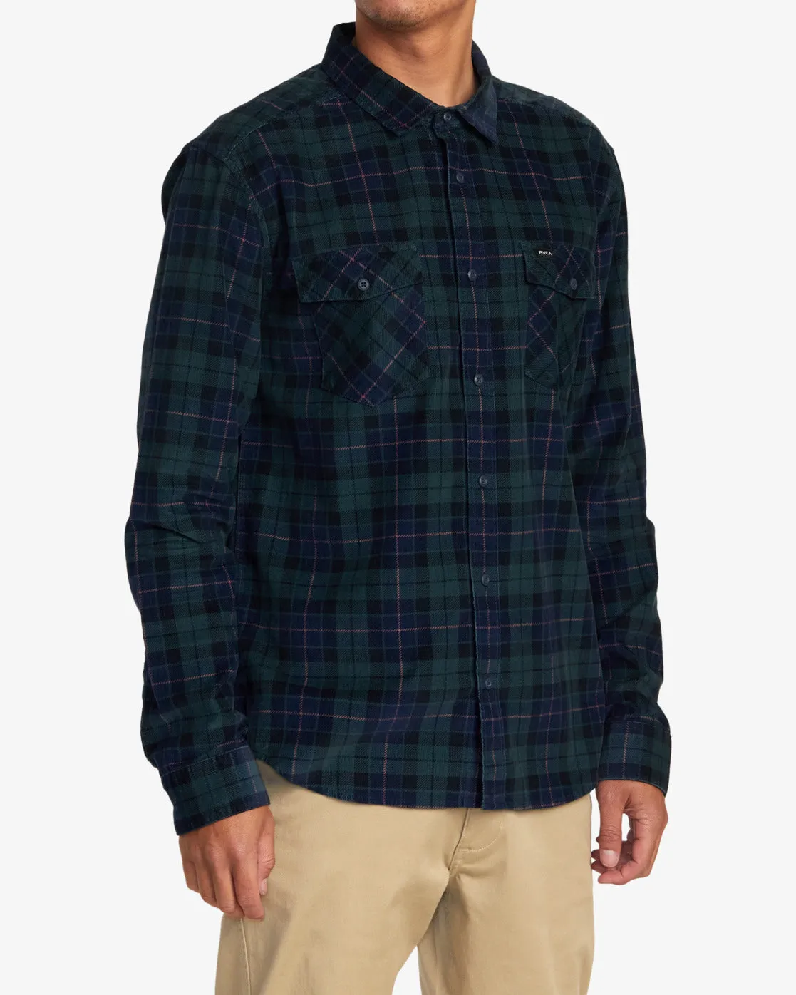 Blues Walk Cord Long Sleeve Shirt - Hunter Green