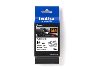 Brother TZe-FX221 Laminated Flexible Tape Black on White 9mm x 8mm