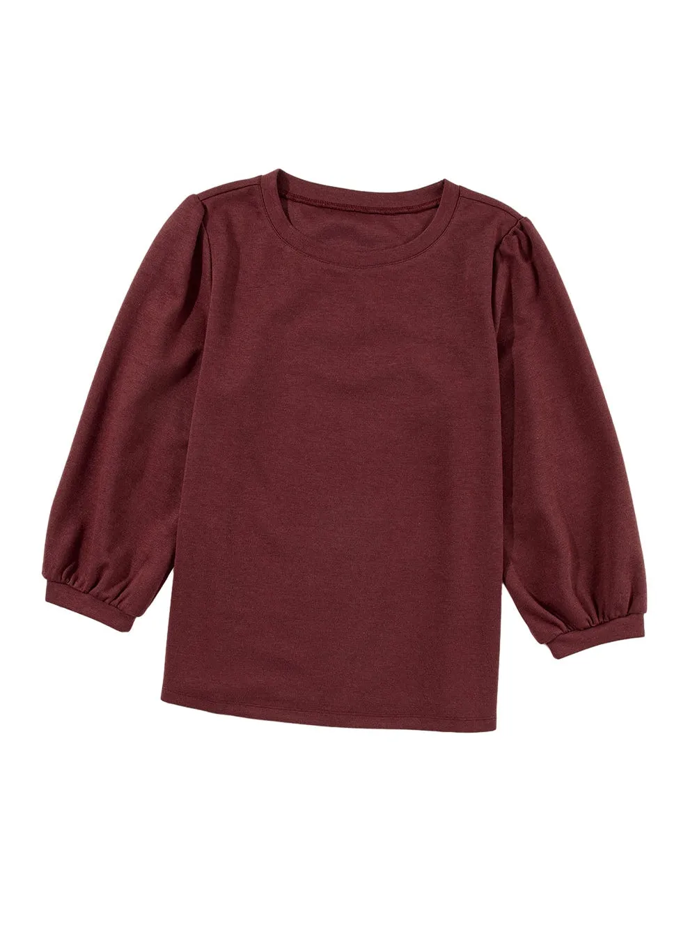 Burgundy Puff Sleeve Knit Top