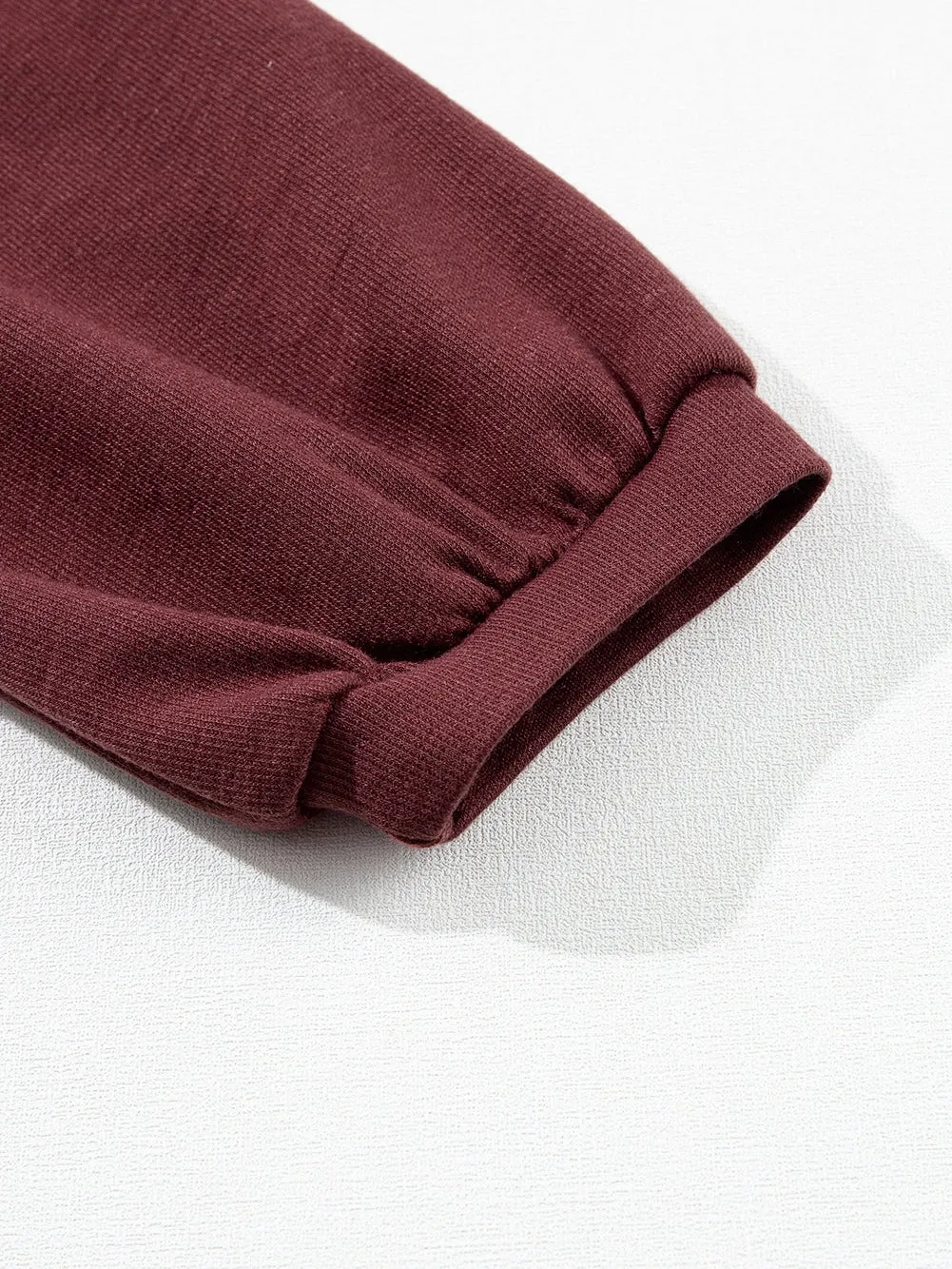 Burgundy Puff Sleeve Knit Top