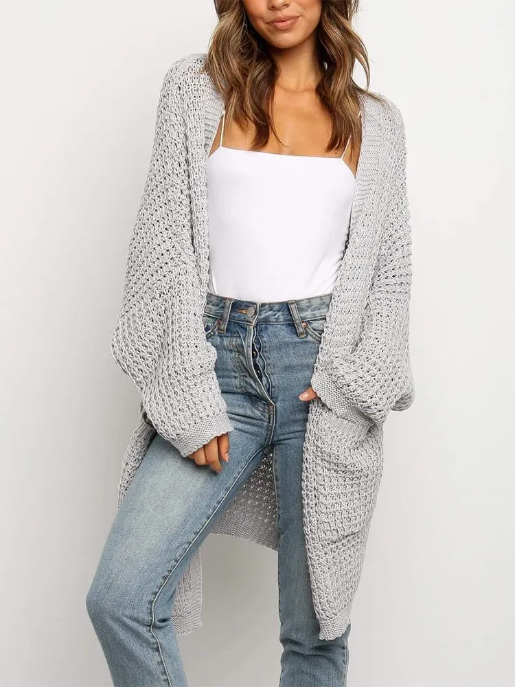 Cardigan Ample Couleur Poche Unie