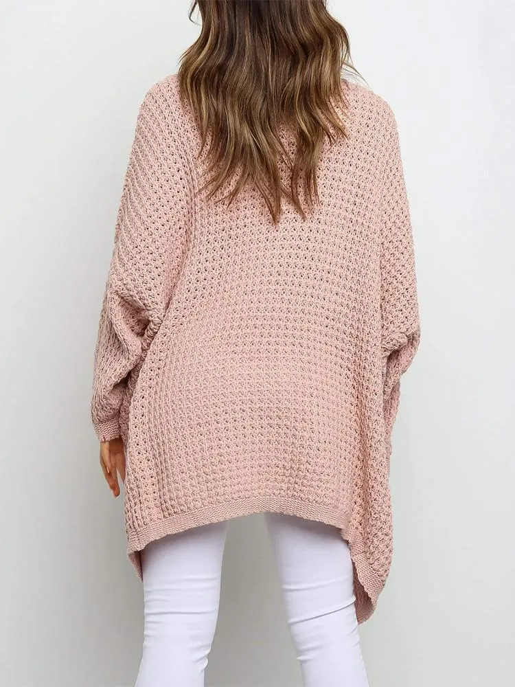 Cardigan Ample Couleur Poche Unie