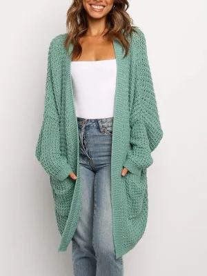 Cardigan Ample Couleur Poche Unie