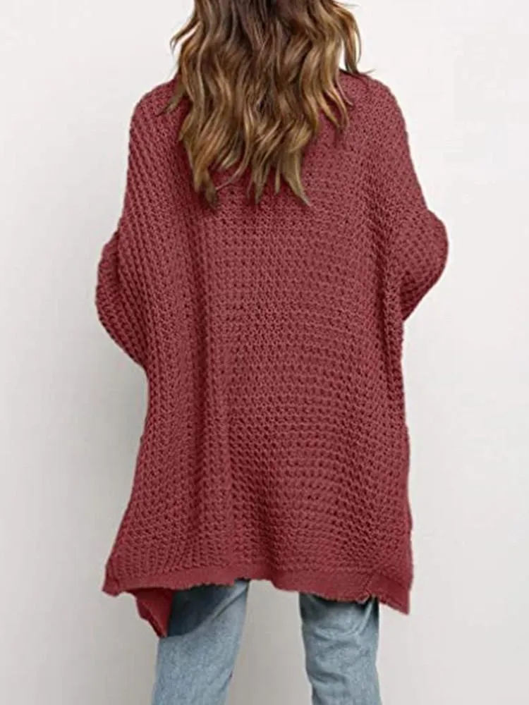 Cardigan Ample Couleur Poche Unie