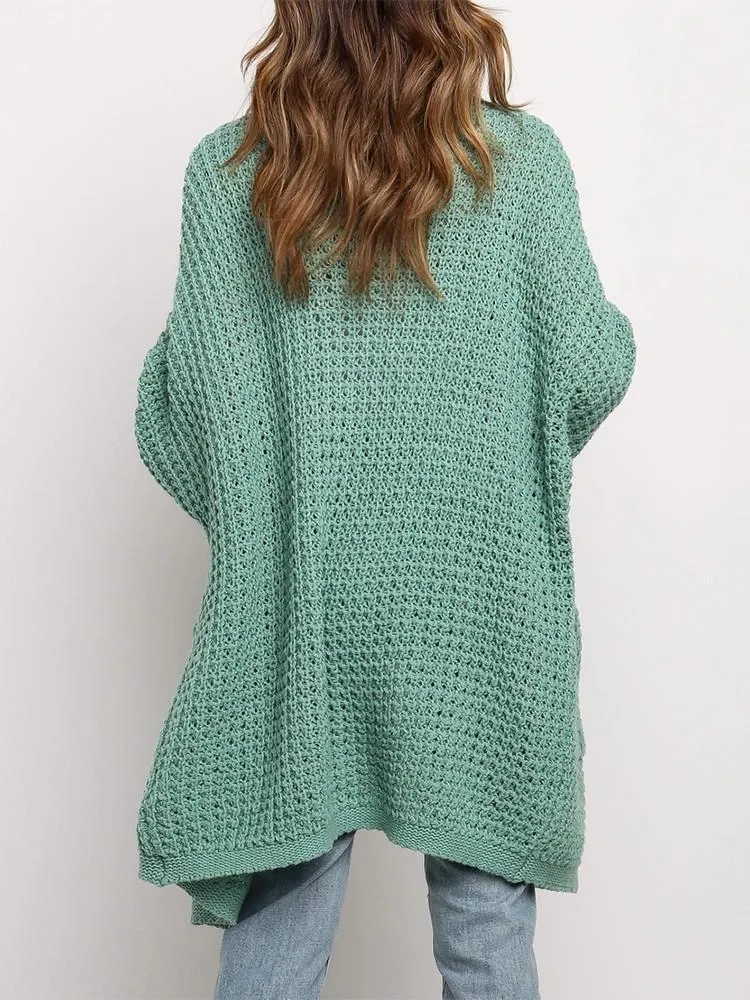 Cardigan Ample Couleur Poche Unie