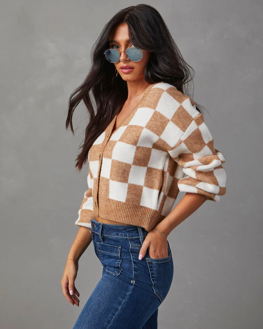 Checkmate Pocketed Knit Cardigan