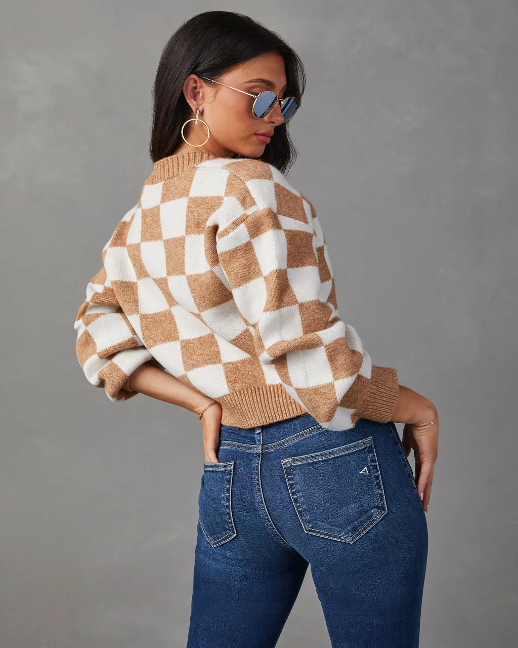 Checkmate Pocketed Knit Cardigan