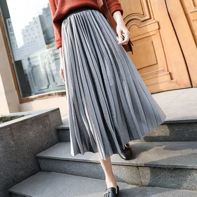 Chic Black Vintage A-Line Midi Skirt - Must-Have Winter Wardrobe Essential