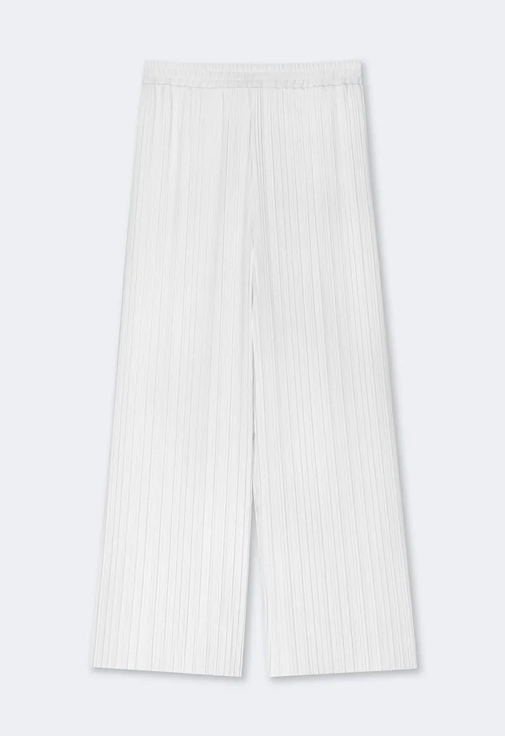 Choice High-Waist Wide Legs Pleated Trousers Off White