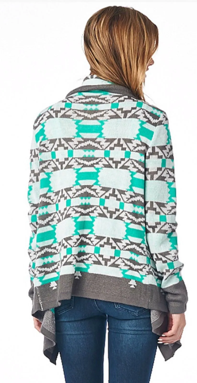 Cool Weather Cardigan - Gray and Mint