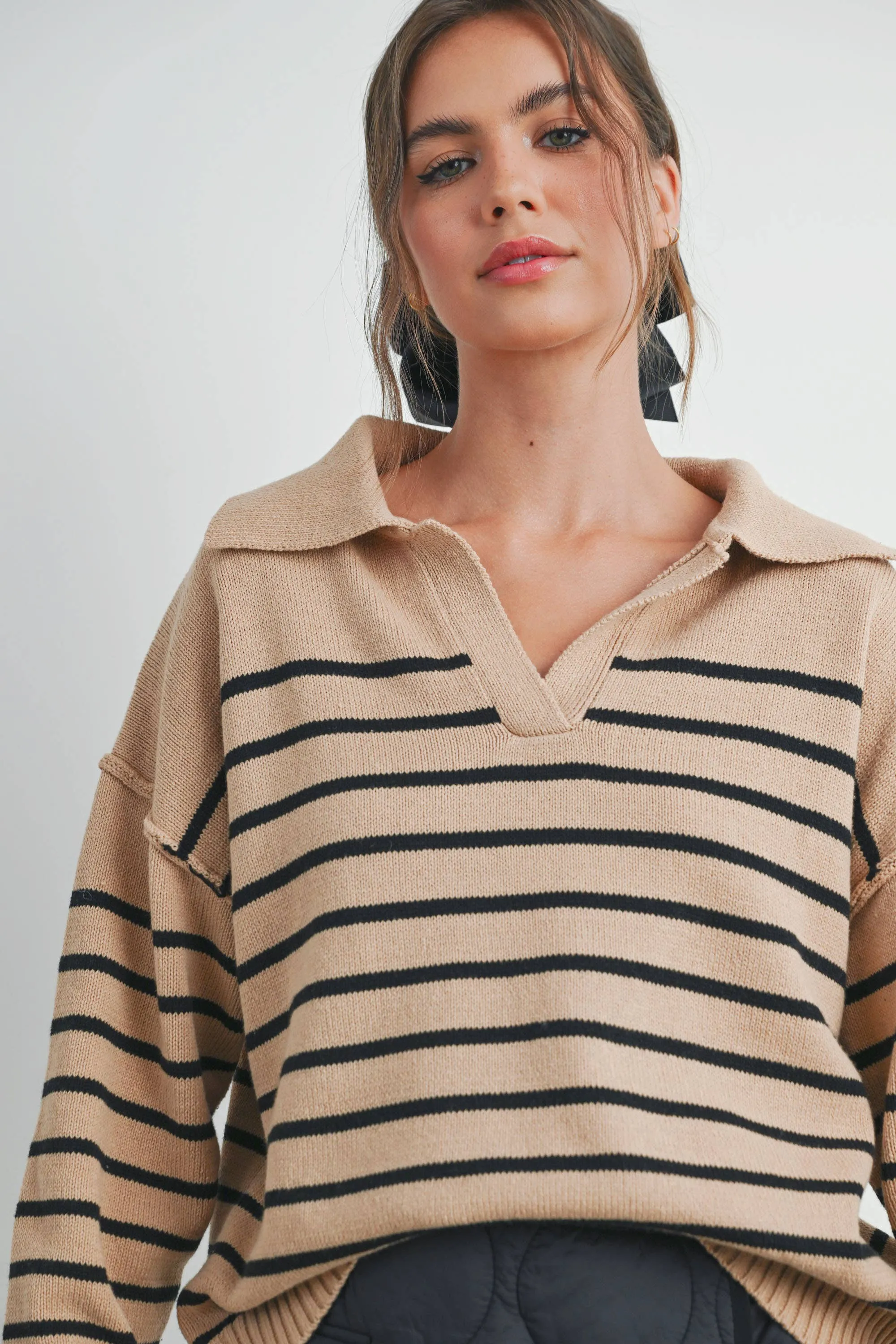 Cozy V-Neck Striped Sweater