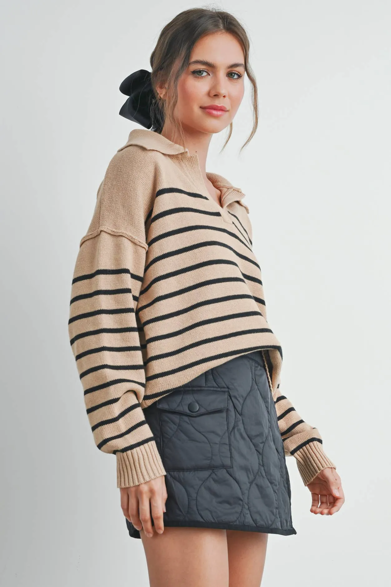 Cozy V-Neck Striped Sweater