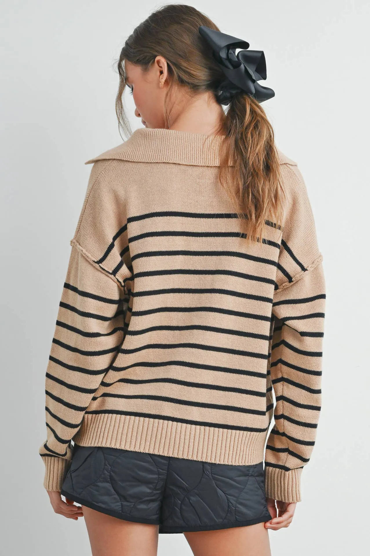 Cozy V-Neck Striped Sweater