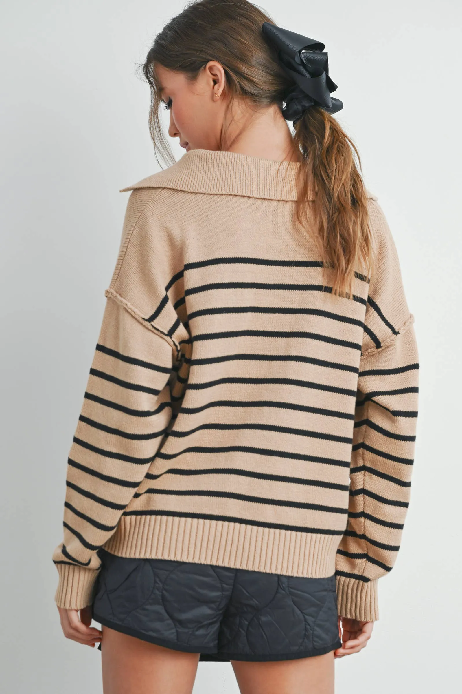 Cozy V-Neck Striped Sweater