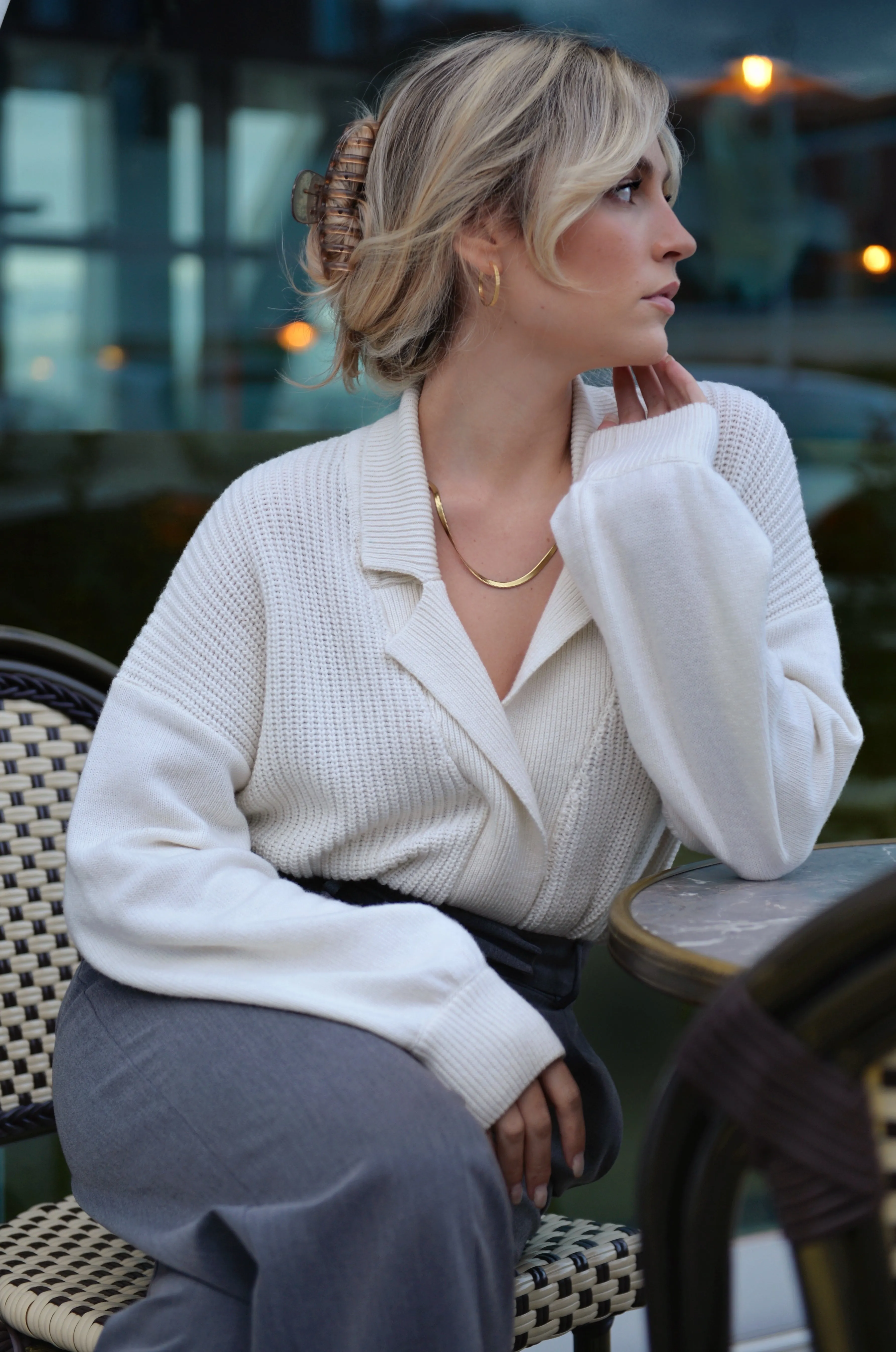 Cozy Wool & Cashmere Blend Cardigan Ecru