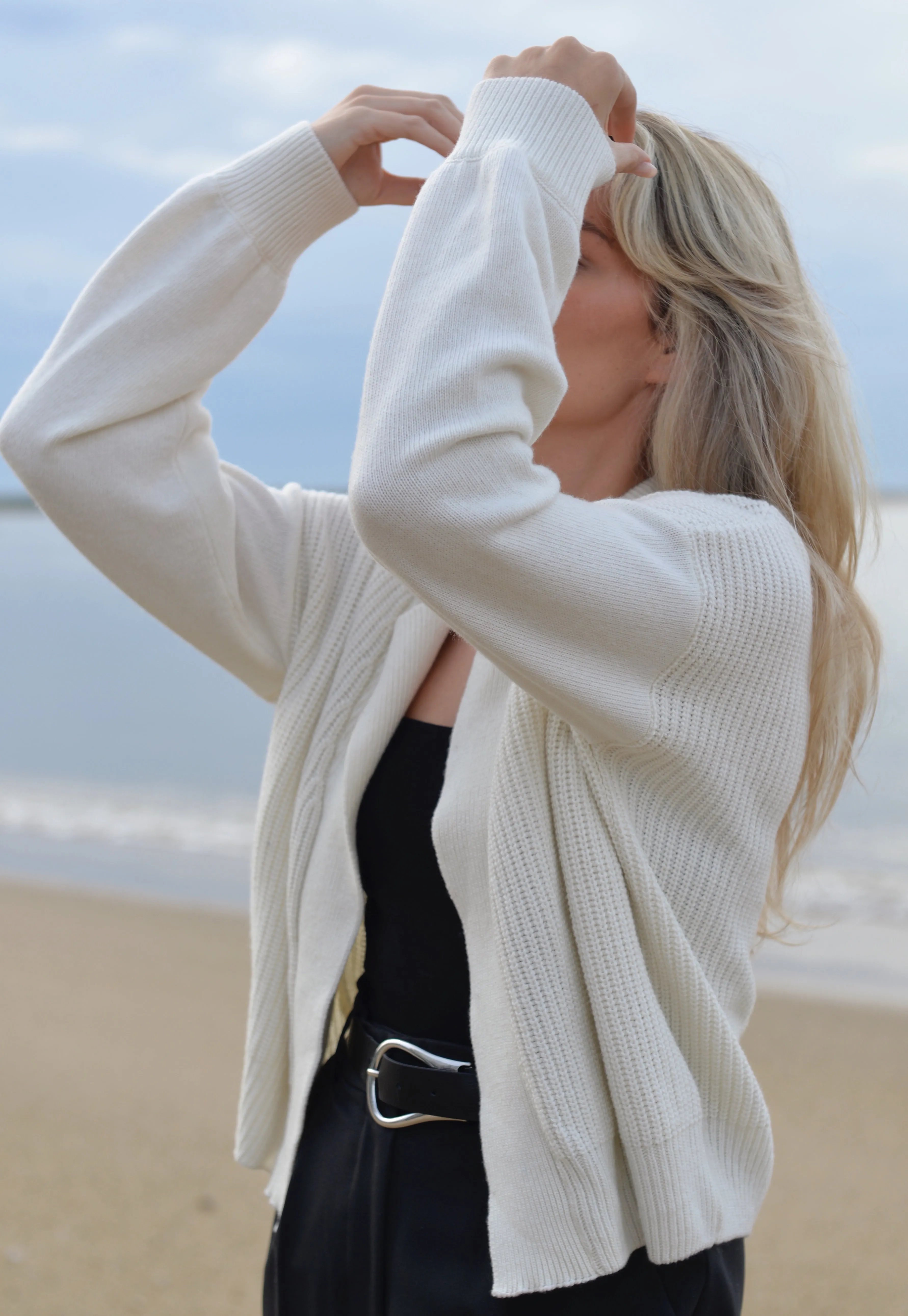 Cozy Wool & Cashmere Blend Cardigan Ecru