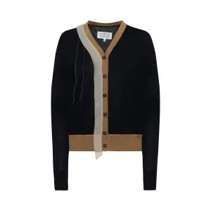 Deconstructed V-Neck Cardigan in Black