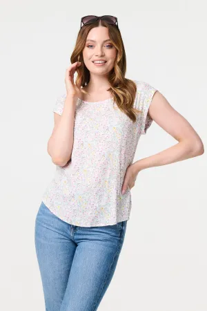 Ditsy Floral Cap Sleeve Shell Top