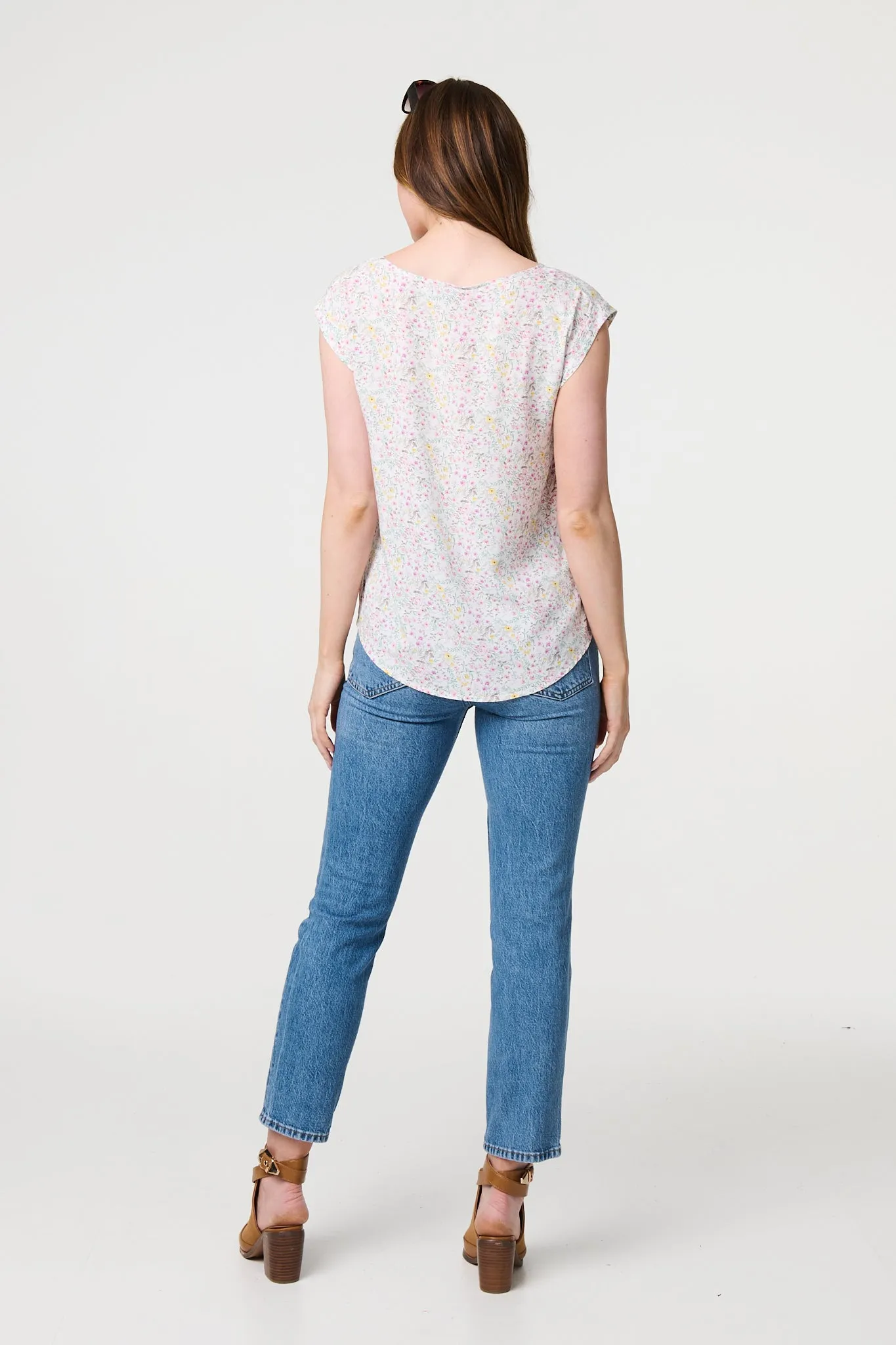 Ditsy Floral Cap Sleeve Shell Top