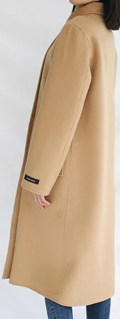 Double-Breasted High-Collar Wool/Cashmere Coat - Yellow, Deep Terracotta or Light Camel