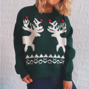 DressBetty - Christmas Elk Print Sweater