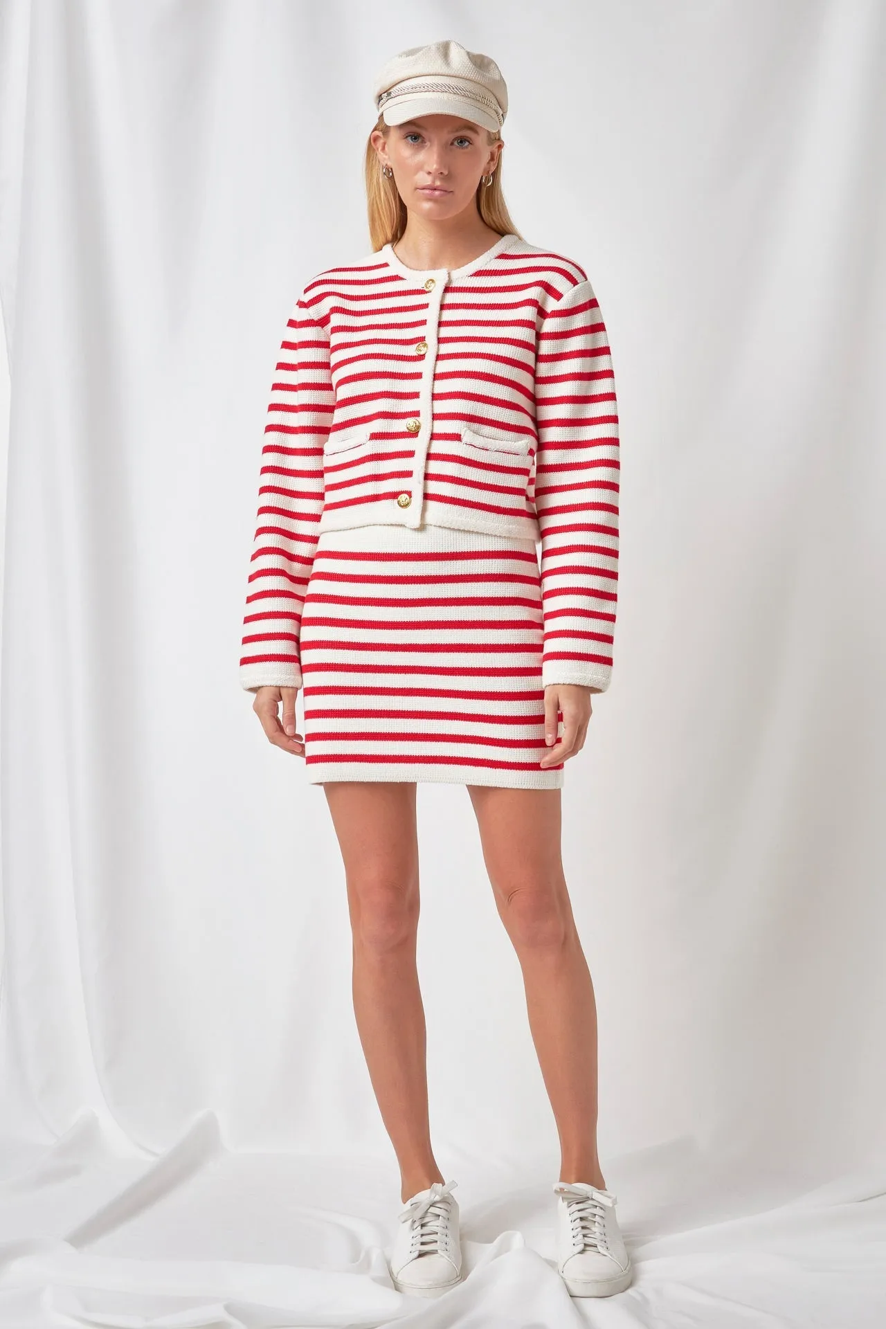 English Factory - Knit Striped Sweater Cardigan