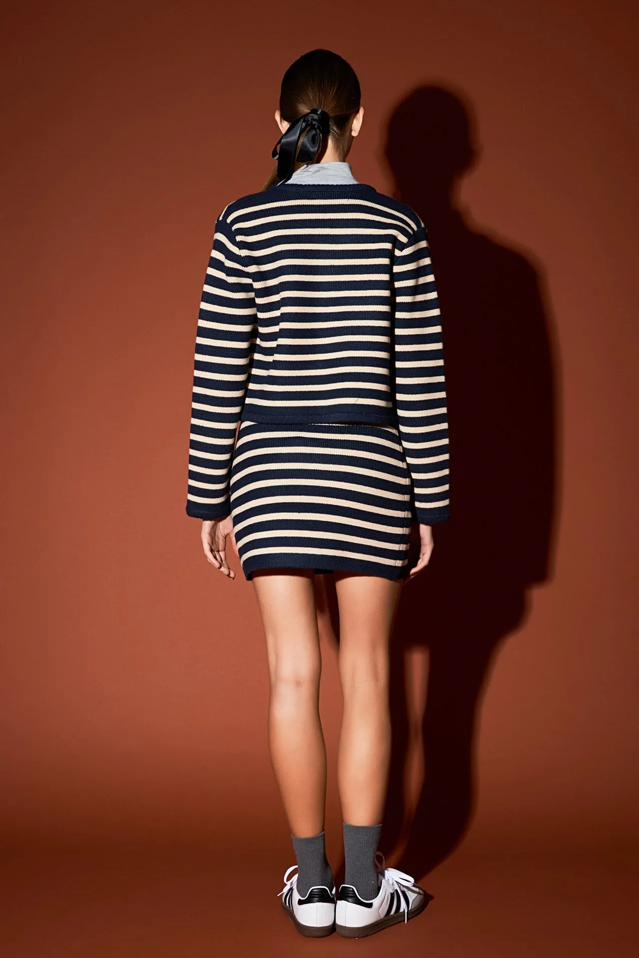 English Factory - Knit Striped Sweater Cardigan