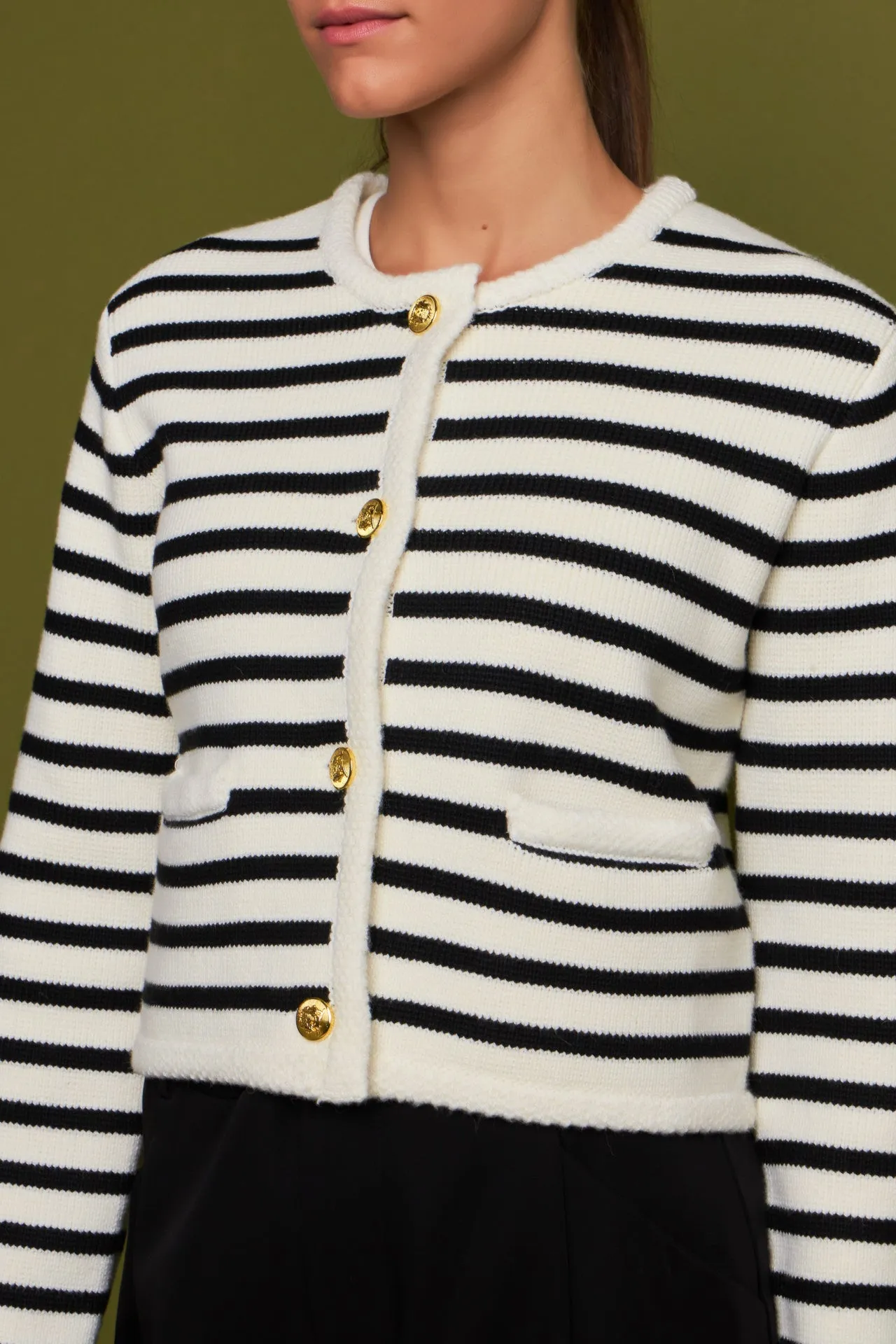 English Factory - Knit Striped Sweater Cardigan