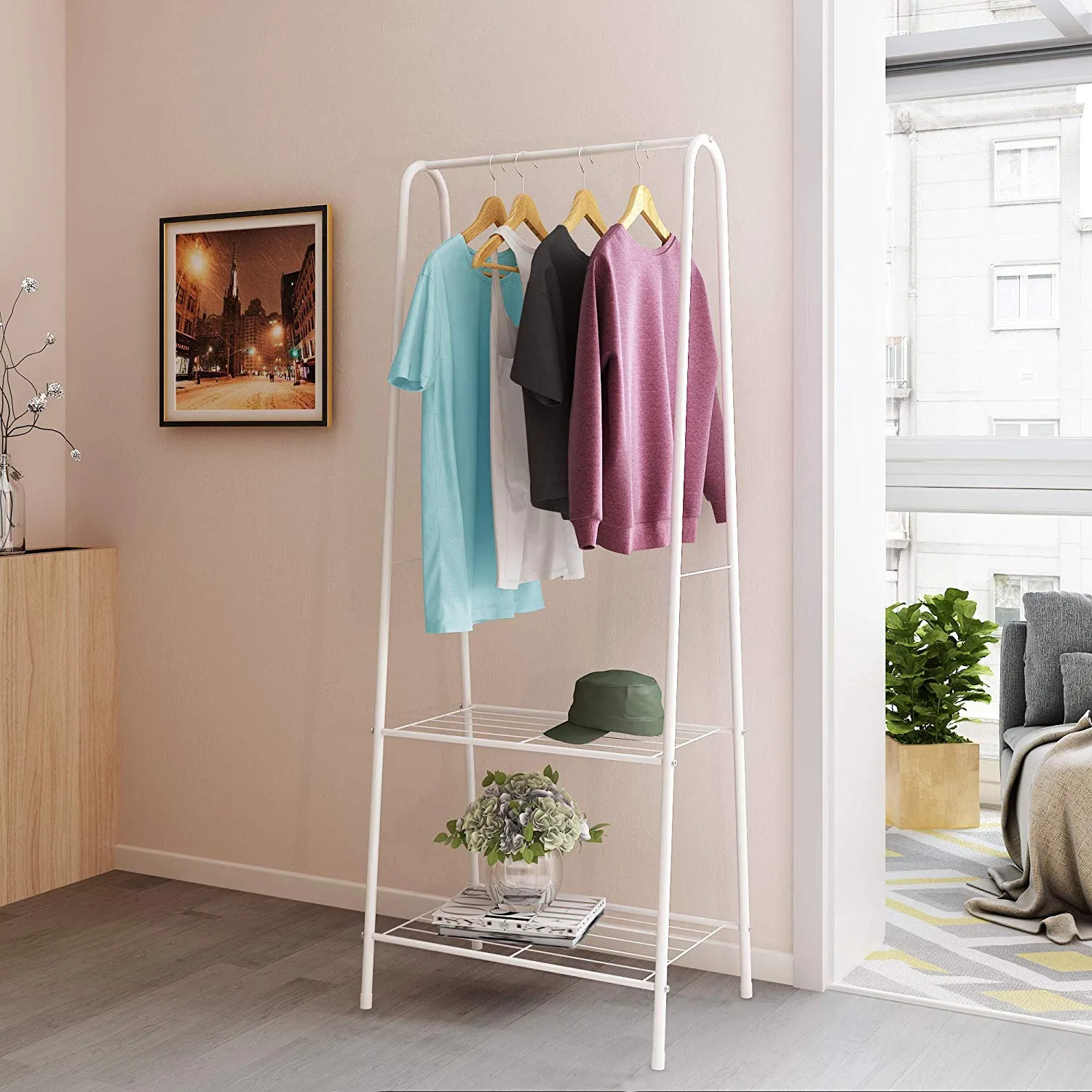 Entryway Clothes Rack Storage with Shelf