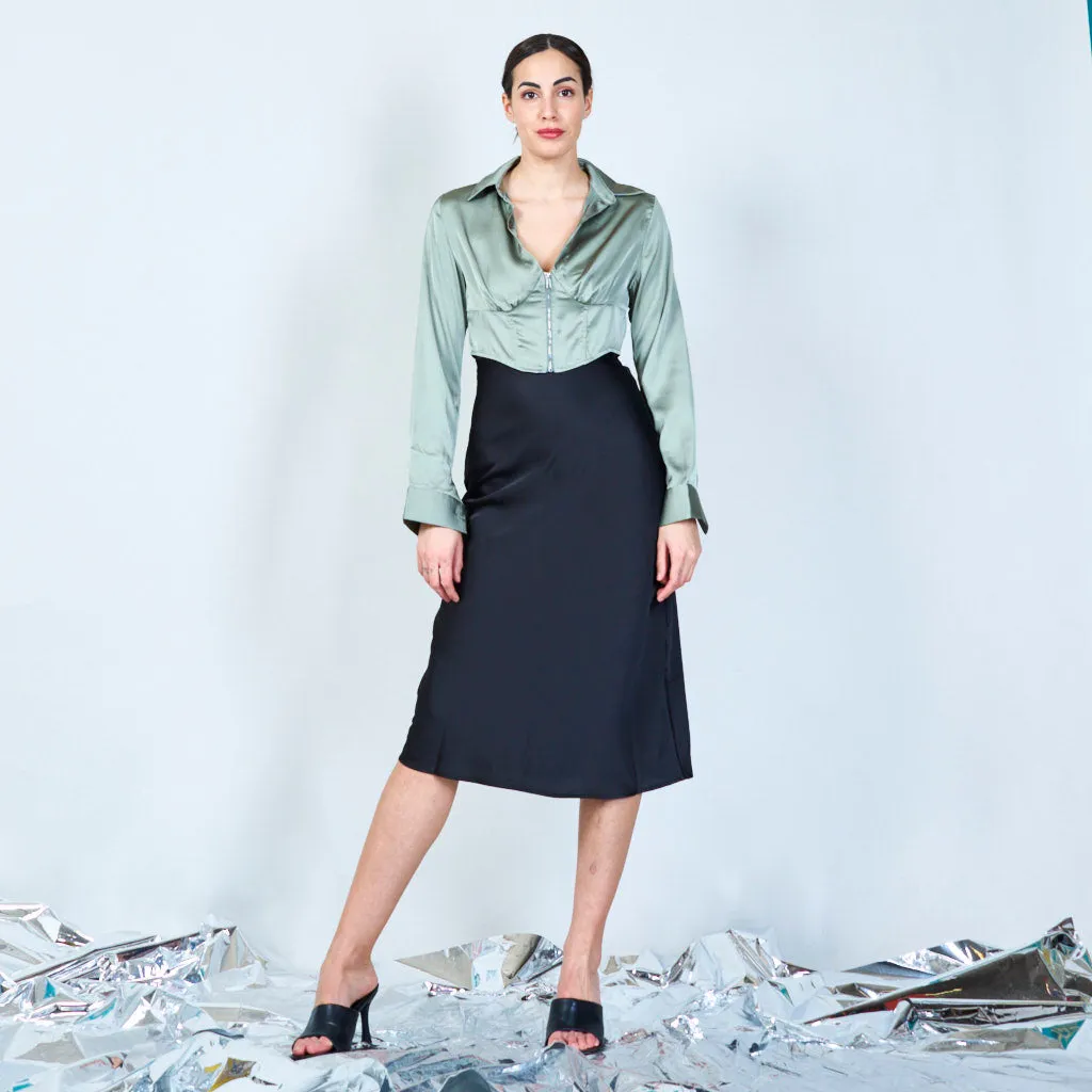 Fabiola | Satin Pencil Midi Skirt Wholesale