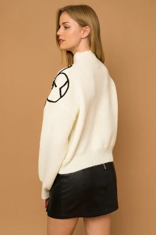 FLOWER MOCK NECK SWEATER