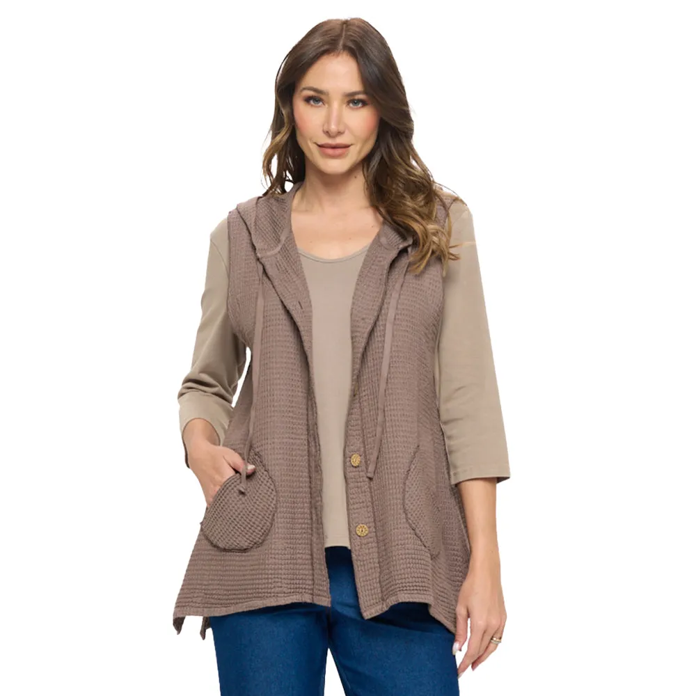 Focus Fashion Hooded Vest in Walnut - FW-144-WNT