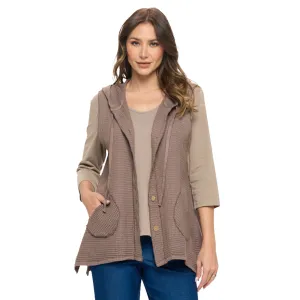 Focus Fashion Hooded Vest in Walnut - FW-144-WNT