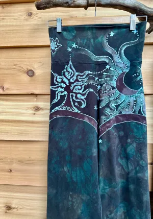 Forest Green Tree Sun and Stars Batik Yoga Pants