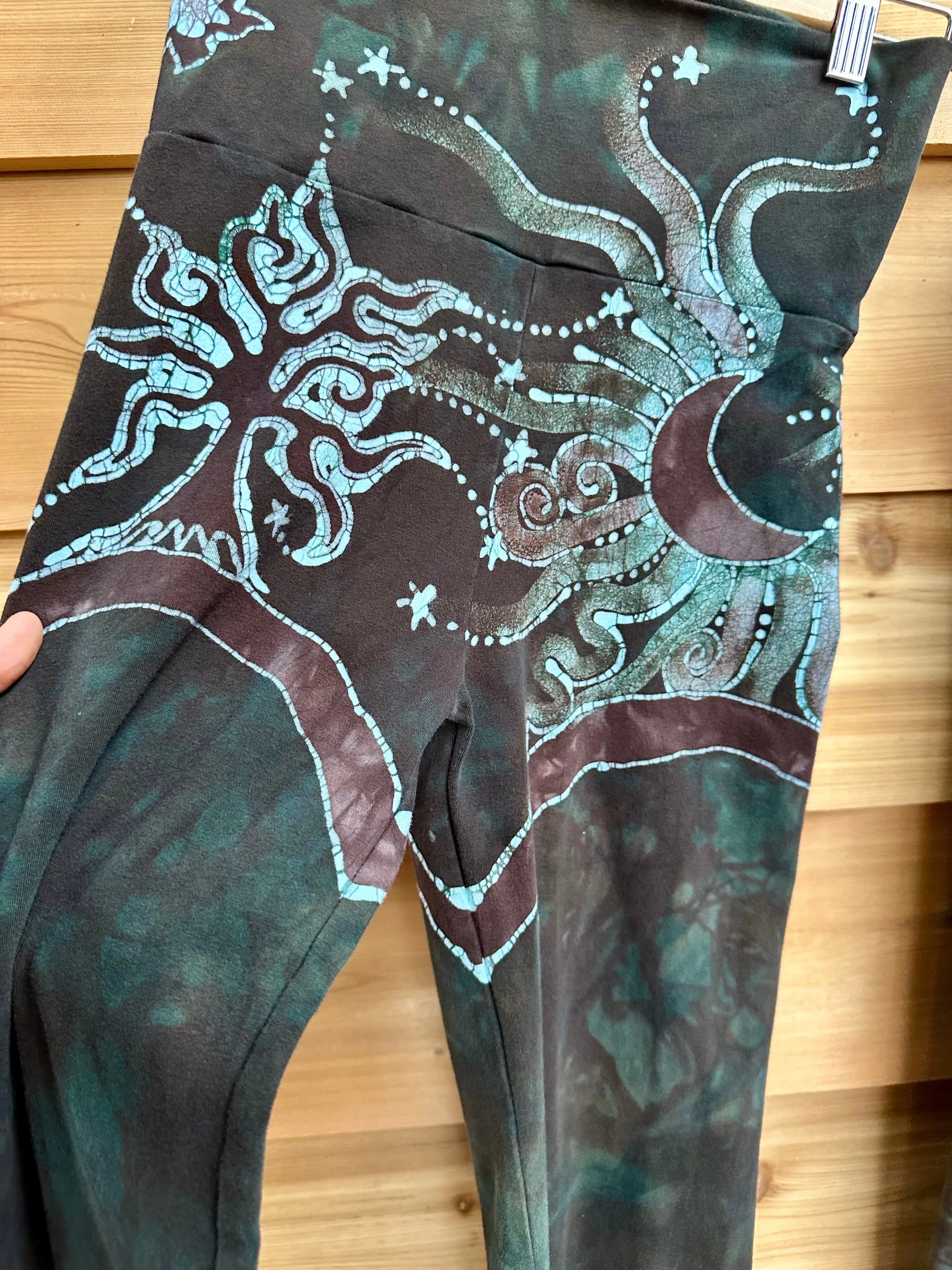 Forest Green Tree Sun and Stars Batik Yoga Pants