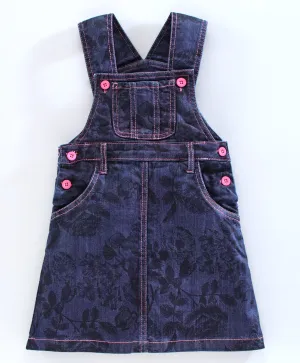 Girls Denim Printed Dungaree Skirt