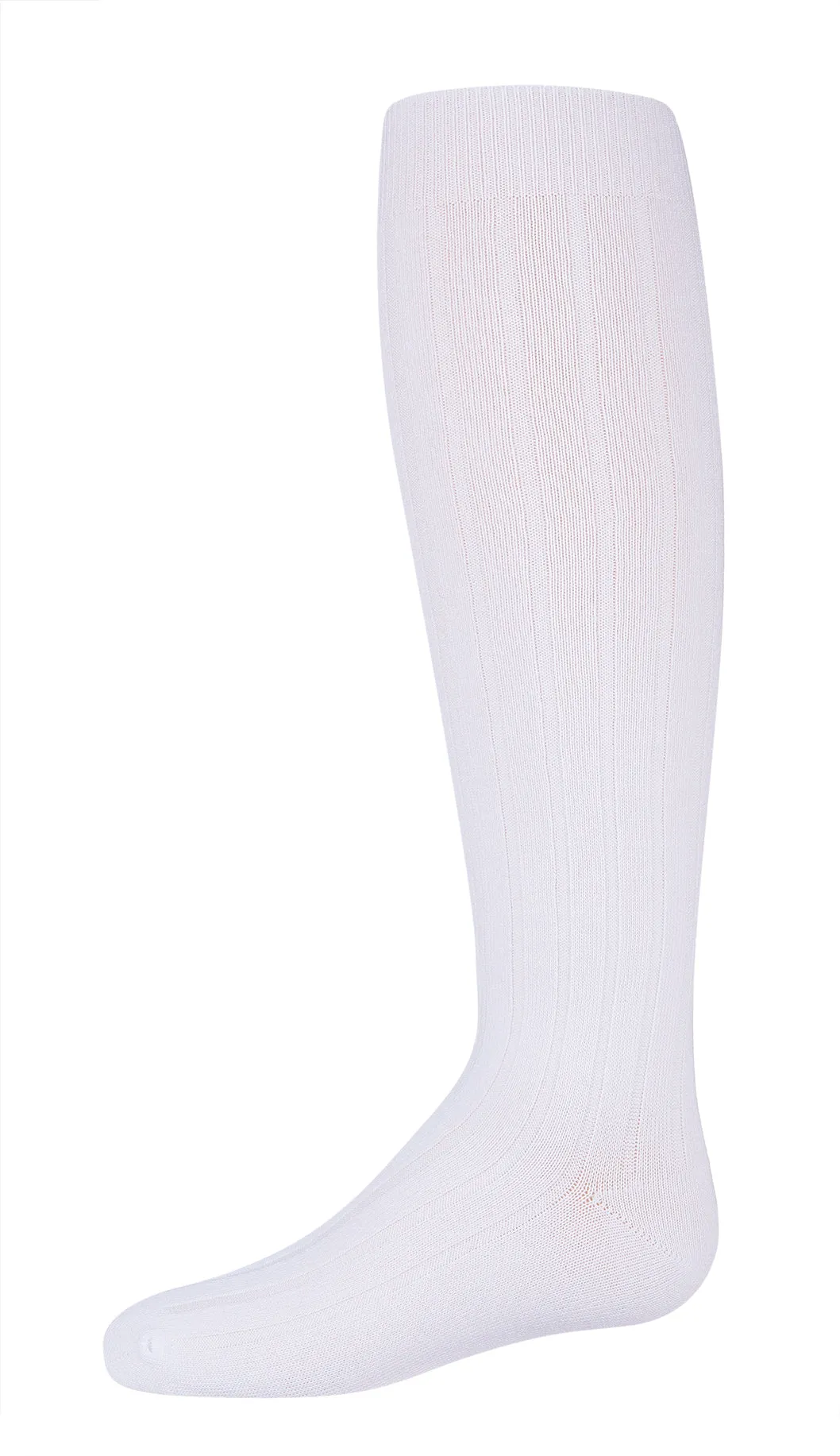 Girls Wide Ribbed Cotton Blend Uniform Knee Socks