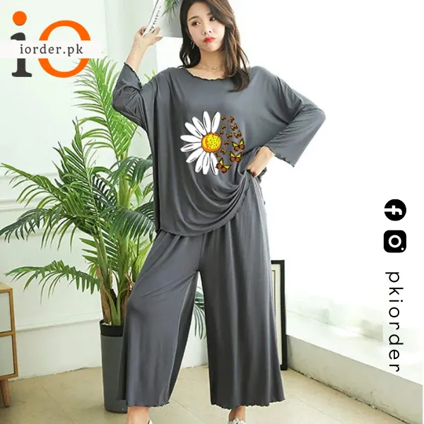 Grey Daisy Loose Style Loungewear