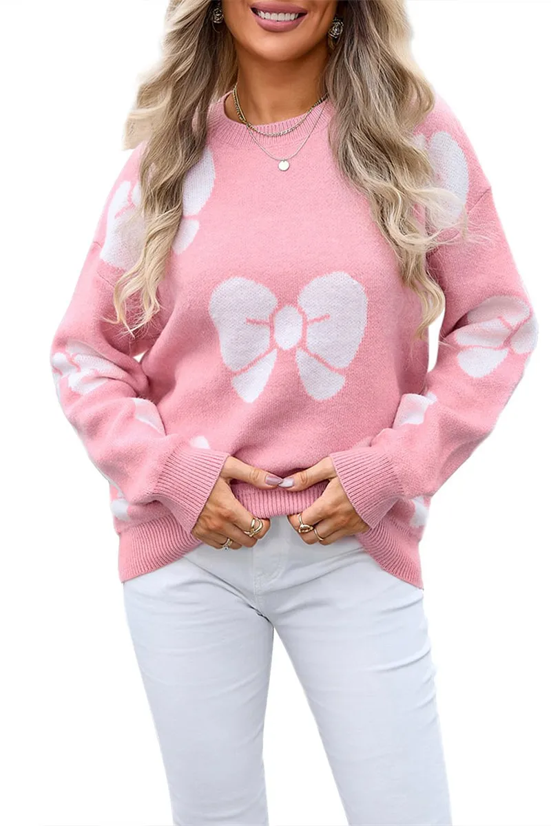 HWS1344 Oversized Bow Knit Sweater