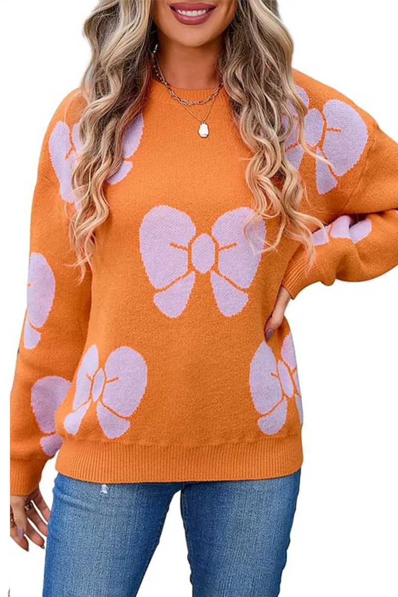 HWS1344 Oversized Bow Knit Sweater