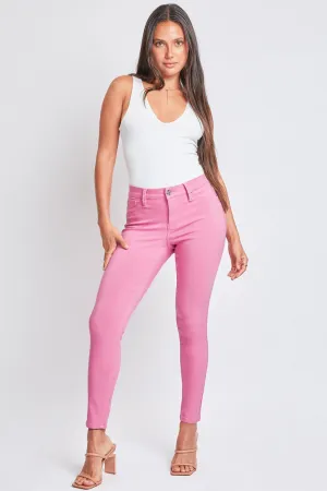 Hyperstretch Mid-Rise Skinny Pants Women's Pink Jeans Petite and Plus Size Fashion