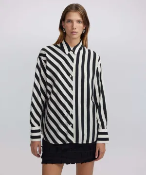 Ipekyol Striped Pattern Mix Shirt Black