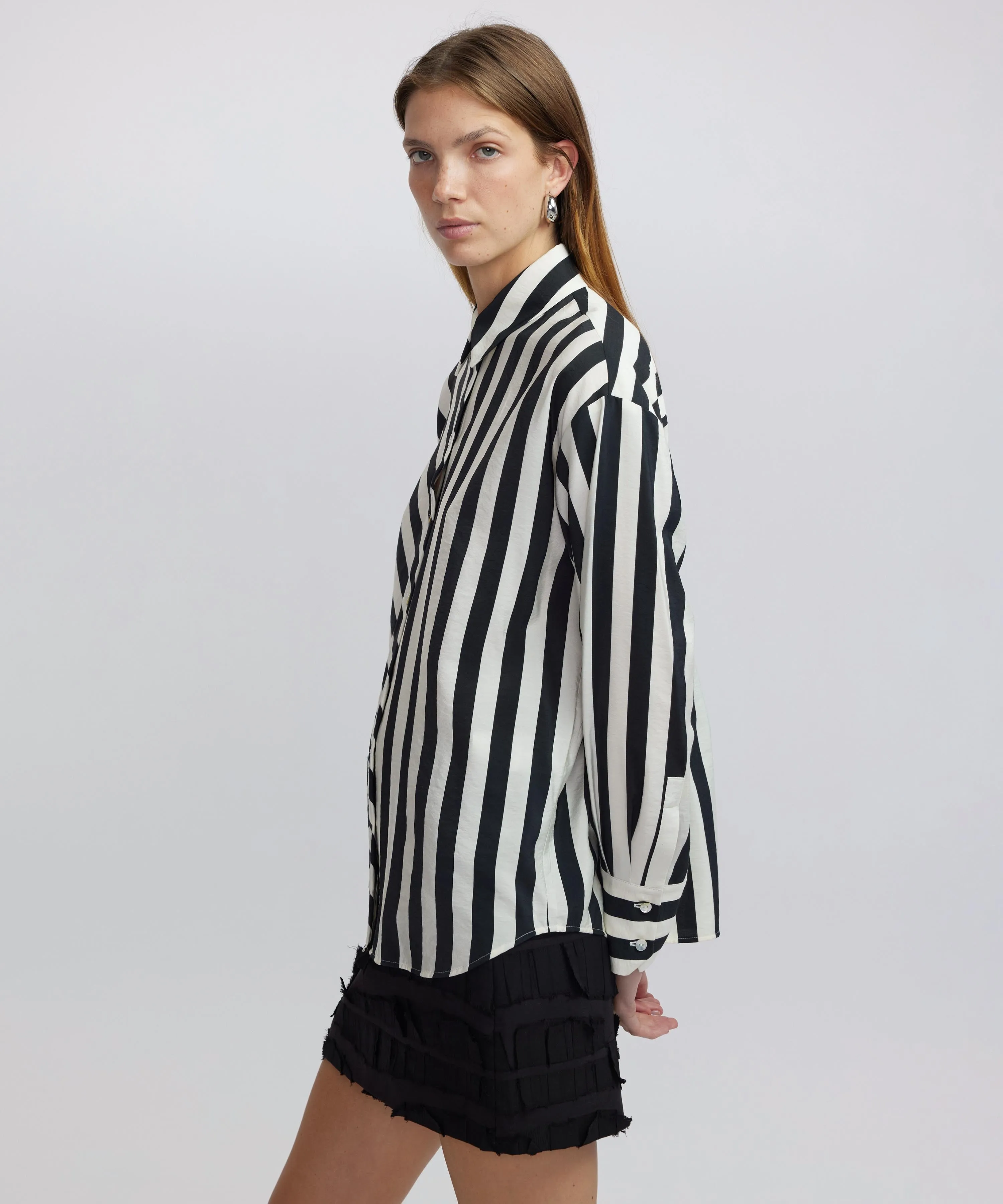 Ipekyol Striped Pattern Mix Shirt Black