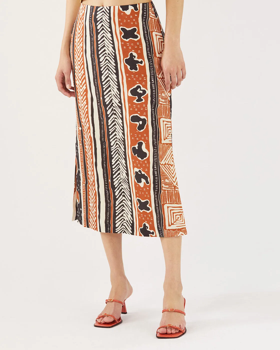 Justine Skirt Tencel Print Brown